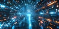 Binary code tunnel with digital elements. Abstract art digital image. AIG49. Royalty Free Stock Photo