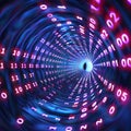 Binary Code Tunnel with Glowing Light Effects. Royalty Free Stock Photo