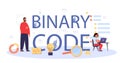 Binary code typographic header. Student write software and create