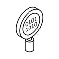 Binary code under magnifier, icon of binary search, code exploration Royalty Free Stock Photo