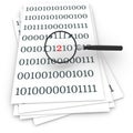 Binary code under magnifying glass Royalty Free Stock Photo