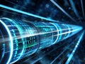 Binary Code Velocity: A Futuristic Visualization of Data Streaming Through Timeless Tubes Royalty Free Stock Photo