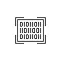 Binary code verification line icon