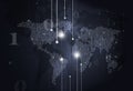 Binary Code World Map Dark Background