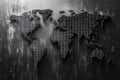 A binary code world map reflects the intersection of technology and global communication in a dark, abstract style Royalty Free Stock Photo
