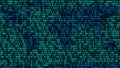 Binary code. Zeros and ones in the form of a map of the world. Coding. 3D render. Royalty Free Stock Photo