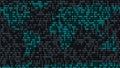 Binary code. Zeros and ones in the form of a map of the world. Coding. 3D render. Royalty Free Stock Photo