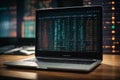 Binary codes, laptop, Programing, codes wallpaper download Ai generated images Royalty Free Stock Photo
