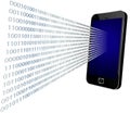 Binary coming through mobile screen Royalty Free Stock Photo