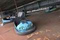 Blue Bumper Cars in an Abandoned Amusement Park