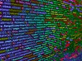 Binary computer code background, abstract. Developing programming and coding technologies. Computer programming source code. HTML Royalty Free Stock Photo