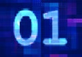01 binary computer code on the  screen on monitor computer technology with blue background. Royalty Free Stock Photo
