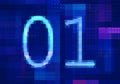 01 binary computer code on the  screen on monitor computer technology with blue background. Royalty Free Stock Photo