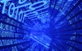 Binary data flow fiber optic channel 3d illustration