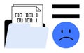 Binary Data in Folder with Sad Face Representing Data Issues or Mismanagement Royalty Free Stock Photo