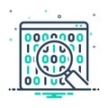 mix icon for Binary Data Search Symbol, analytics and coding Royalty Free Stock Photo