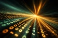 The Binary Data Stream Tunnel Racing Through Glowing Futuristic Code and Network Lights Royalty Free Stock Photo
