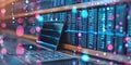 Binary data technology used for DMS file storage to manage digital info. Concept Binary Data,
