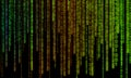 Binary digital code with a neon green glow on a black background. Royalty Free Stock Photo