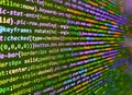 Binary digits code editing. Programming code abstract company office. Concept of security, programming and hacking, deep Royalty Free Stock Photo
