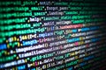 Binary digits code editing. Software source code. Modern web network and internet telecommunication technology. Website programmin Royalty Free Stock Photo