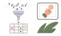 Data Filtering Process with Binary Code, Touch Interaction, and Systematic Categorization Royalty Free Stock Photo