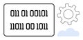 Binary Code on Digital Interface with Gear and Cloud for Data Processing and Technology Concepts Royalty Free Stock Photo