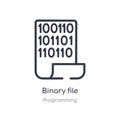 binary file outline icon. isolated line vector illustration from programming collection. editable thin stroke binary file icon on