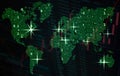 Binary global map, big data and financial concept. Globalization Royalty Free Stock Photo