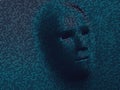 Binary hacker robot danger dark face. Cyborg binary code head. Data intellect mind virtual information. Vector illustration Royalty Free Stock Photo