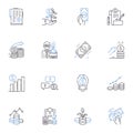 Binary management line icons collection. Encoding, Bitwise, Digital, Cryptography, Logic, Code, Algorithm vector and Royalty Free Stock Photo