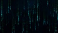 Binary matrix background. Falling digits on dark backdrop. Running random numbers Royalty Free Stock Photo