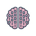 Color illustration icon for Binary Mind, processor and brain