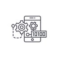 Binary mobile code linear icon concept. Binary mobile code line vector sign, symbol, illustration. Royalty Free Stock Photo