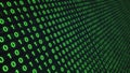 01 or binary number data on the computer screen isolated on green background, 3d illustration Royalty Free Stock Photo