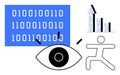Data Analysis and Growth Concept with Binary Code, Eye Symbol, and Increasing Graph Royalty Free Stock Photo