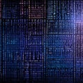 The binary numbers 0 and 1 are shown with flowing text on a technical backdrop. Royalty Free Stock Photo