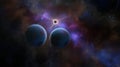 Binary planets orbiting star in outer space Royalty Free Stock Photo
