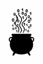 Binary Potion Cauldron Vector â Futuristic Tech Witchcraft Design Royalty Free Stock Photo