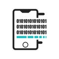 Binary Processed Mobile Analysis icon vector sign and symbol isolated on white background, Binary Processed Mobile Analysis logo