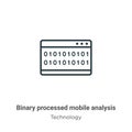 Binary processed mobile analysis outline vector icon. Thin line black binary processed mobile analysis icon, flat vector simple