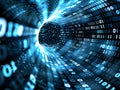 Binary stream or code tunnel background , data flow, charts with numbers and computer programing Royalty Free Stock Photo