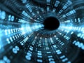 Binary stream or code tunnel background , data flow, charts with numbers and computer programing Royalty Free Stock Photo