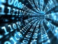 Binary stream or code tunnel background , data flow, charts with numbers and computer programing Royalty Free Stock Photo