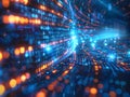 Binary stream or code tunnel background , data flow, charts with numbers and computer programing Royalty Free Stock Photo