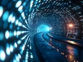 Binary stream or code tunnel background , data flow, charts with numbers and computer programing Royalty Free Stock Photo
