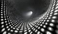 Binary tunnel with swirling digits, abstract representation of data flow, digital technology, monochrome design