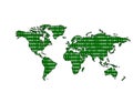 Binary World Map (Green) Royalty Free Stock Photo