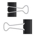 Binder clip. Black paper clip. Isolated metal icon