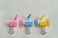 Binder clips. paper clips and push pins